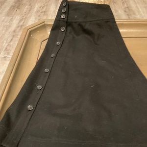Black wool button up skirt with pockets